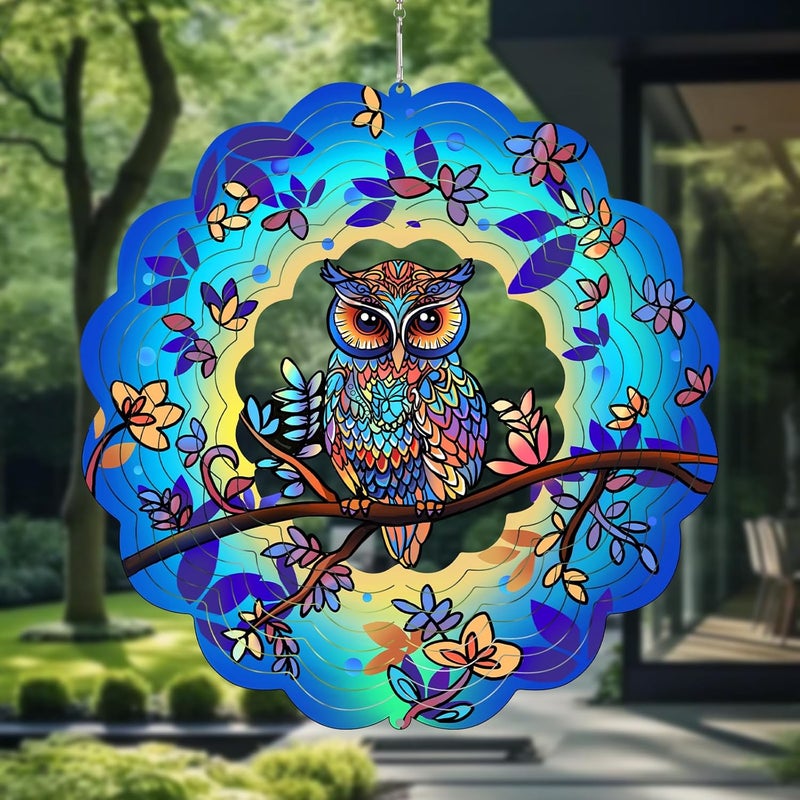 GOTOME Owl Wind Spinners Outdoor - Birthday Gifts for Women Mom Grandma,12inch Metal Hanging Wind Sculptures for Outside Decor, Christmas Ornament Presents for Yard Garden Decoration - Image 3